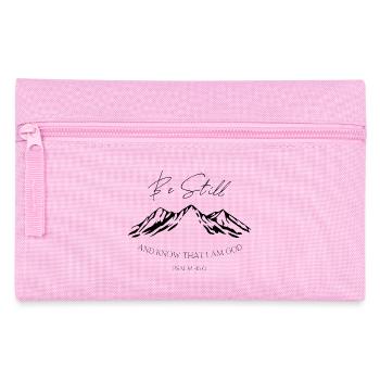 Be Still Mountains Psalm 46:10 - Pencil Case - pink - Front