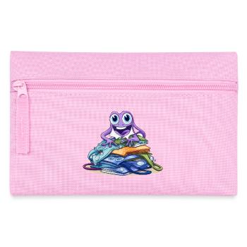 Kreativer Monster auf Bücherstapel - Federtasche - Rosa - Vorne
