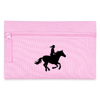 Silhouette Reiterin mit galoppierendem Pferd - Federtasche - Rosa - Vorne