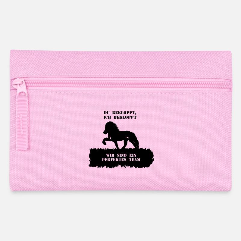 Spruch 11 mit Pferd 1 schwarz - Federtasche - Rosa