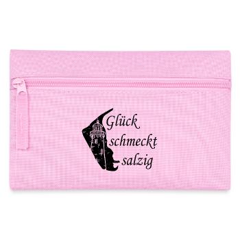 Glück schmeckt salzig – Amrum Nordsee Insel Design - Federtasche - Rosa - Vorne