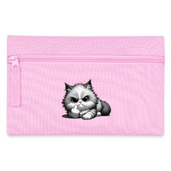 Grumpy Katze mit frechem Mittelfinger - Federtasche - Rosa - Vorne