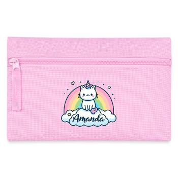 Amanda Nom Prénom Chat licorne - Trousse - rose - Devant