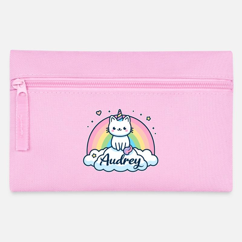 Audrey Name Vorname Einhornkatze - Federtasche - Rosa