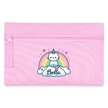 Bella Name First Name Unicorn Cat - Pencil Case - pink - Front