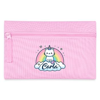 Carla Surname First name Unicorn Cat - Pencil Case - pink - Front