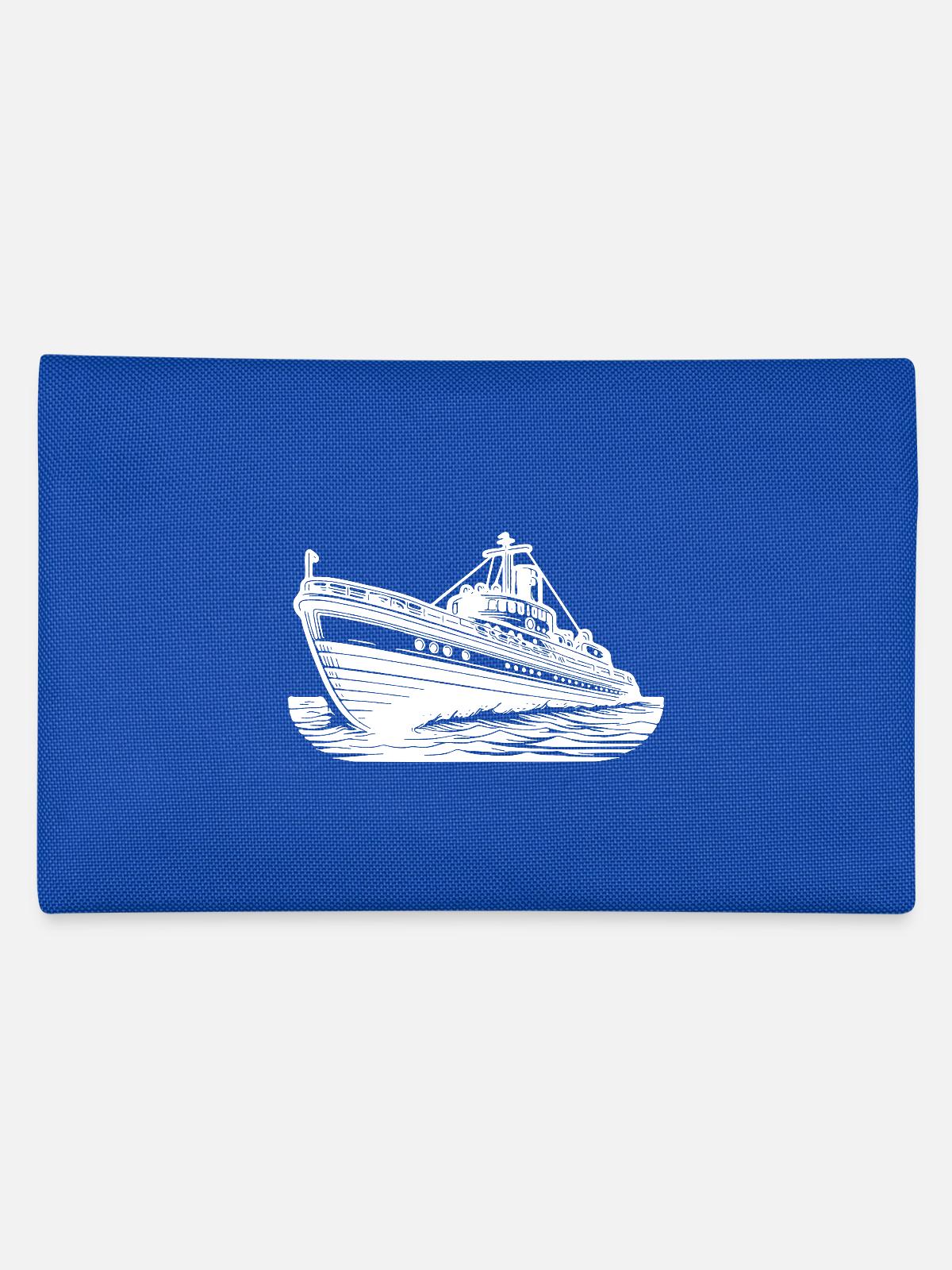 Schnittiges Hochseeschiff Kutter Schlepper - Federtasche - Royalblau - Hinten