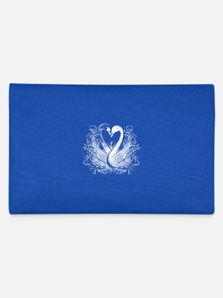 Elegante liebende Schwäne in Herzform - Federtasche - Royalblau - Hinten