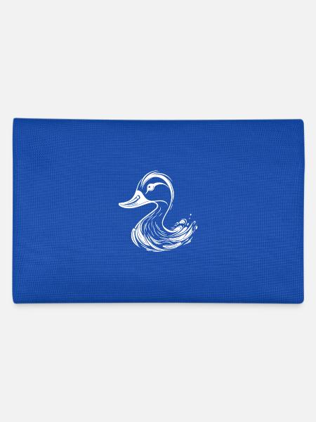 Cute Tattoo Style Duck - Pencil Case - royal blue - Back