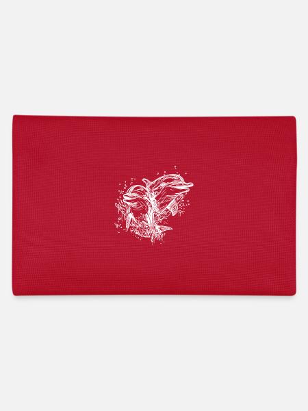 Dauphins vintage mignons et souriants - Trousse - rouge - Dos