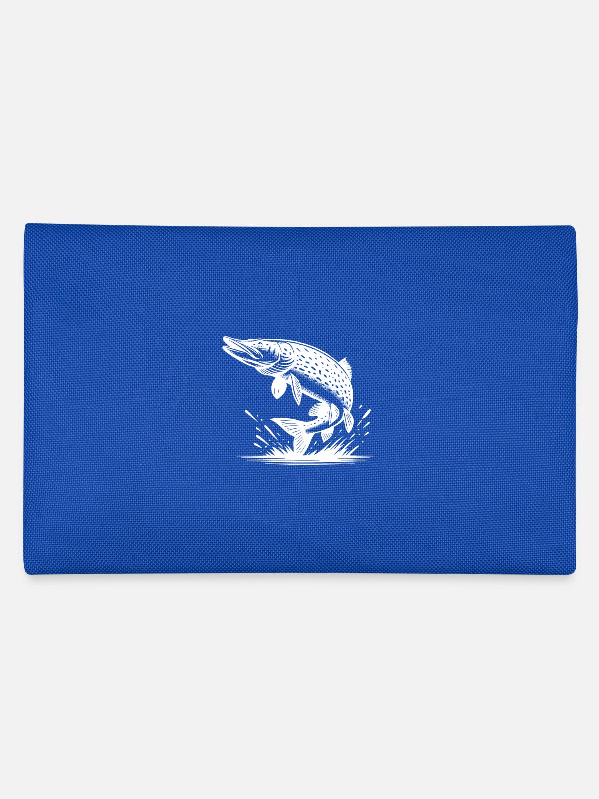 Big Leaping Pike Fish - Pencil Case - royal blue - Back