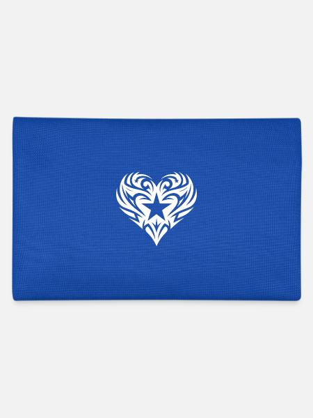 Tribal Tattoo Heart Lines with Stars - Pencil Case - royal blue - Back