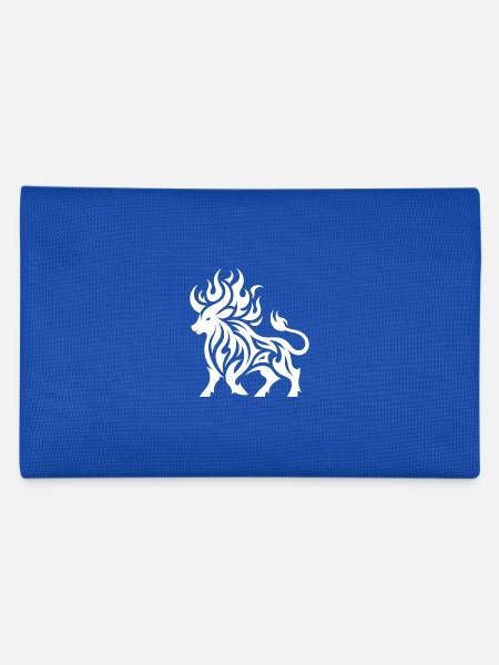 Burning Bull Tattoo Fire Flames Style - Pencil Case - royal blue - Back