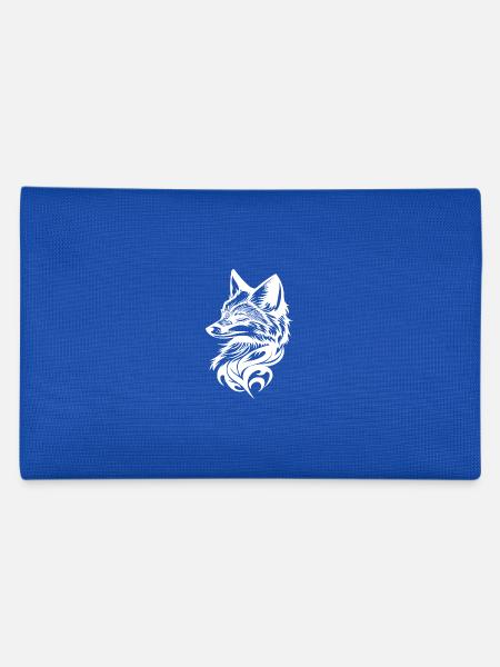 Fox Portrait in Tribal Tattoo Ink - Pencil Case - royal blue - Back