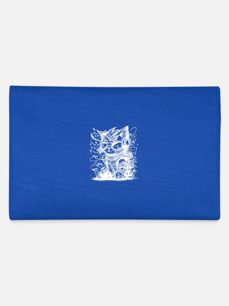 Little Cool Space Cat Splash Tattoo Style - Pencil Case - royal blue - Back