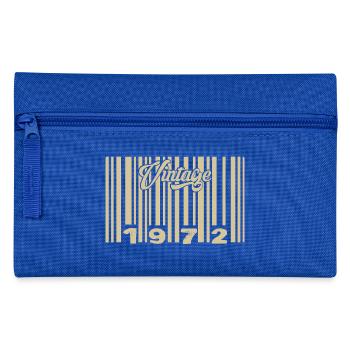Vintage 1972 Barcode 1972: Year 2025. - Pencil Case - royal blue - Front