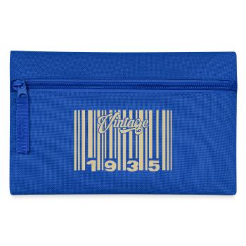 Vintage 1935 Barcode 1935: Year 2025. - Pencil Case - royal blue - Front