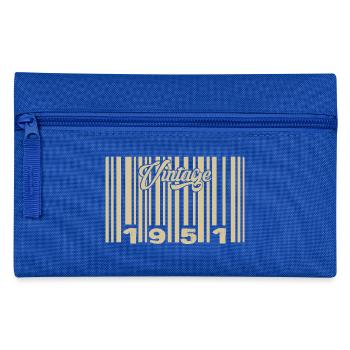 Vintage 1951 Barcode 1951: Year 2025. - Pencil Case - royal blue - Front