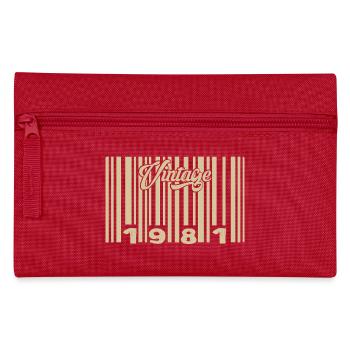 Jahrgang 1981 Barcode 1981: Jahr 2025. - Federtasche - Rot - Vorne
