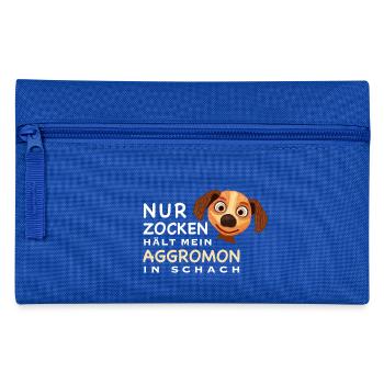 Lustiger Spruch, Zocken hält Aggromon in Schach - Federtasche - Royalblau - Vorne