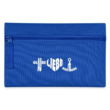 Glaube Liebe Hoffnung, Formen Symbole weiss - Federtasche - Royalblau - Vorne