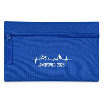 Jakobsweg 2025 Radpilgern Fahrrad Wandern Pilgern - Federtasche - Royalblau - Vorne