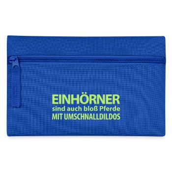 einhorn pferde dildo märchen feenstaub ponyhof - Federtasche - Royalblau - Vorne