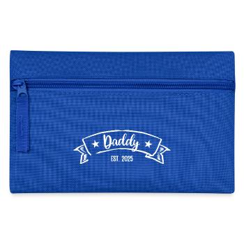 Daddy est 2025 Dad To Be Du Wirst Papa Neuer Vater - Federtasche - Royalblau - Vorne