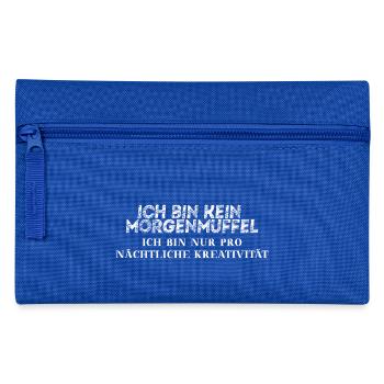 Morgenmuffel - lustige Geschenkidee - Federtasche - Royalblau - Vorne