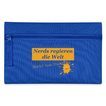 Nerds regieren Mit Klecks un transparenter Schrift - Federtasche - Royalblau - Vorne