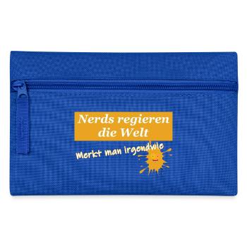 Nerds regieren Mit Klecks und weißer Schrift - Federtasche - Royalblau - Vorne