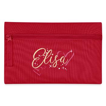 Elisa Surname First name Calligraphy Heart - Pencil Case - red - Front