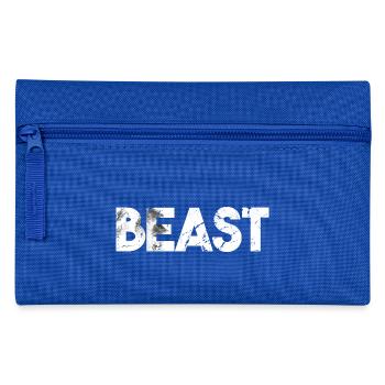 Bête lettrage ours grizzli idée cadeau - Trousse - bleu royal - Devant
