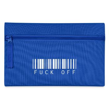 Barcode Strichcode Verzieh´ Dich Spruch - Federtasche - Royalblau - Vorne
