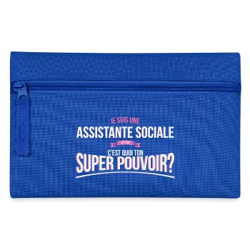 Assistante sociale super pouvoir cadeau - Trousse - bleu royal - Devant
