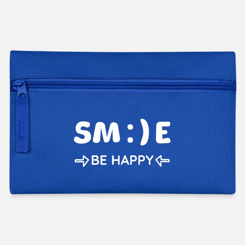 SMILE - BE HAPPY - Mentale Gesundheit - Optimismus - Federtasche - Royalblau