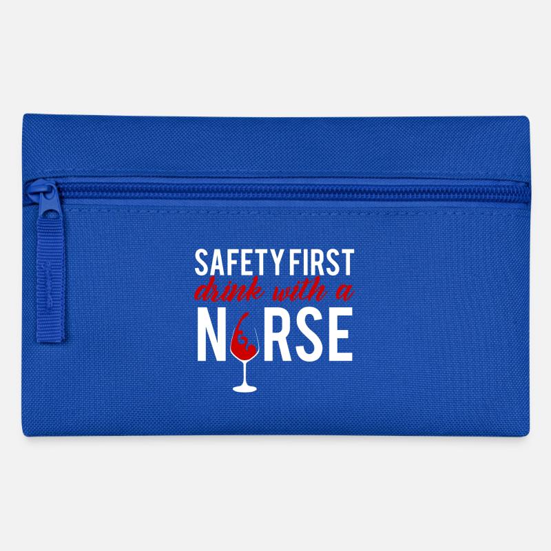Krankenschwester: Safety First - drink with a nurs - Federtasche - Royalblau