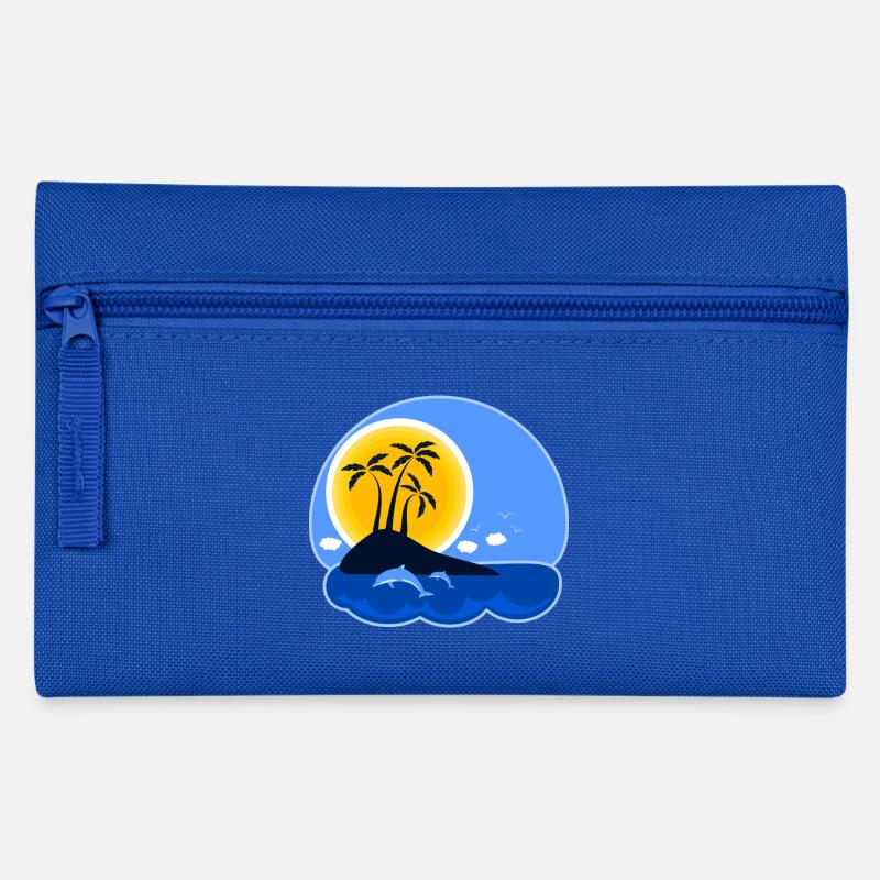 Urlaub Insel - Federtasche - Royalblau