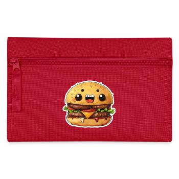 Mignon Kawaii Burger – Design de dessin animé rieur - Trousse - rouge - Devant