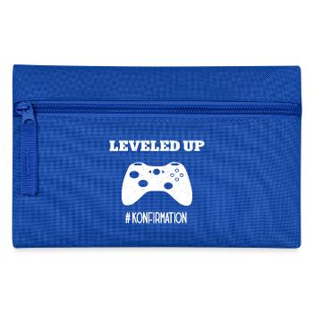 #Konfirmation Konfi Gamer Leveled Up Konfirmation - Federtasche - Royalblau - Vorne