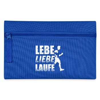 Lustiges Laufen Läufer Shirt Lebe Liebe Laufe - Federtasche - Royalblau - Vorne