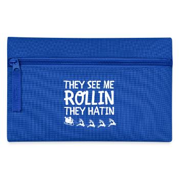 renne drôle de Noël Père Noël cadeau - Trousse - bleu royal - Devant