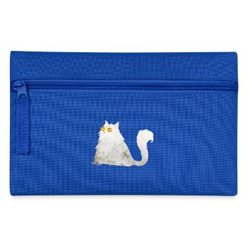 mollige Katze - Federtasche - Royalblau - Vorne