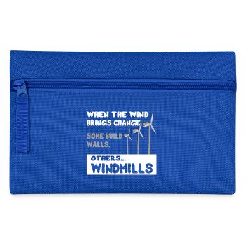 Zitat Windenergie Veränderung Windkraftanlage - Federtasche - Royalblau - Vorne