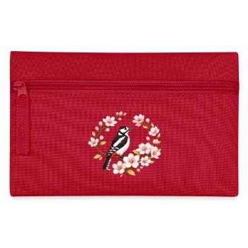 Great Spotted Woodpecker with Cherry Blossoms Spring Motif - Pencil Case - red - Front