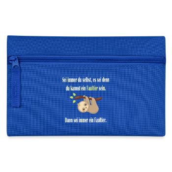 Sei immer du selbst, sei ein Faultier - Spruch - Federtasche - Royalblau - Vorne