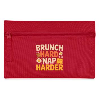 Brunch Sieste dure Plus dur Drôle Petit déjeuner Dicton - Trousse - rouge - Devant