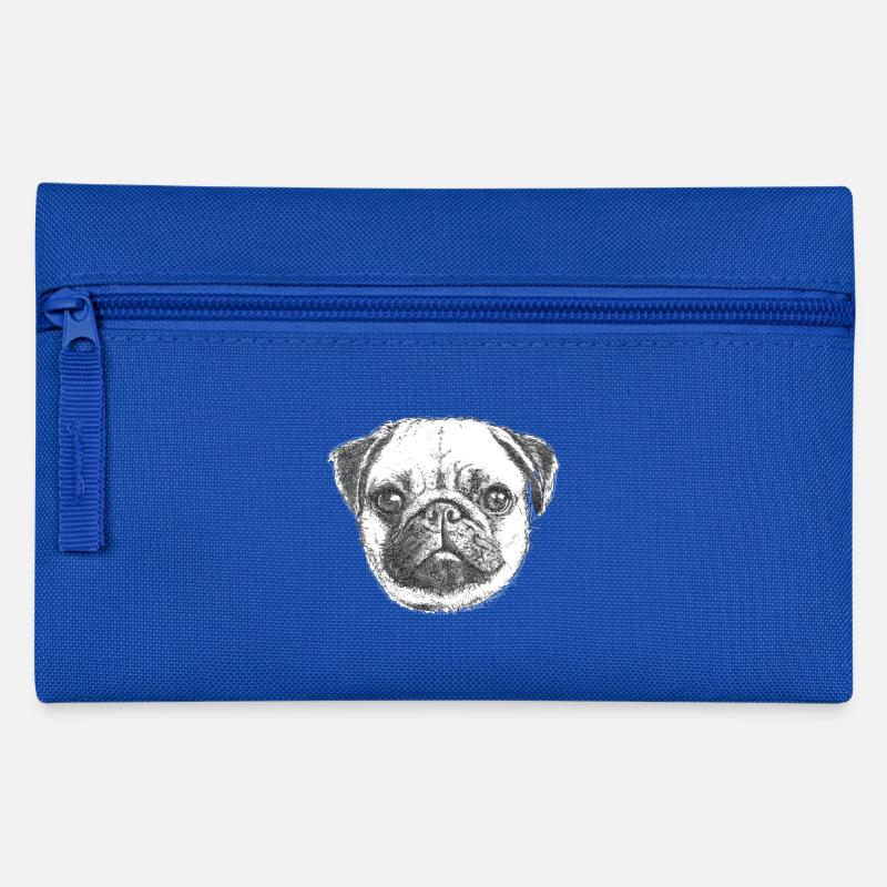 PUG | MOPS - DRAWN - Pencil Case - royal blue
