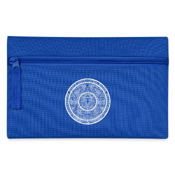 Azteken weiß - Federtasche - Royalblau - Vorne