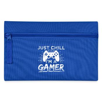 Funny Gamer Gaming Shirt Just Chill - Pencil Case - royal blue - Front